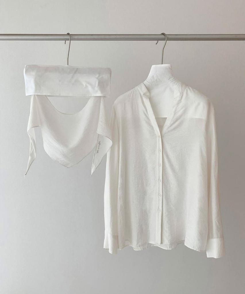 Baseukala Sheer Scarf Blouse (2Colors)