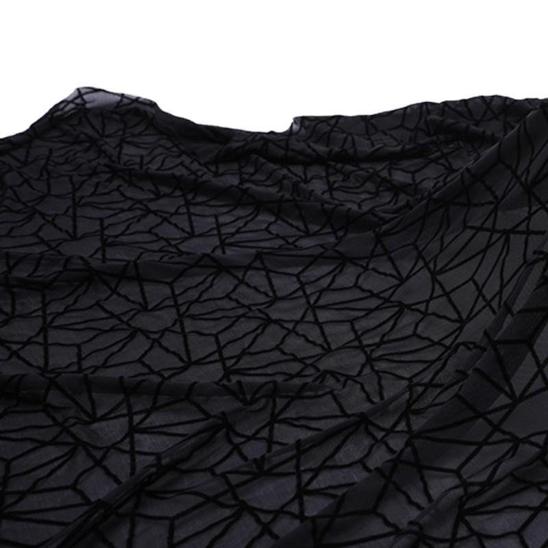 1m*1.5m Black Flocking Velvet Fabric Lace Nigerian Fabric Stretch Mesh Fabric African Fabric for DIY Sewing Clothing