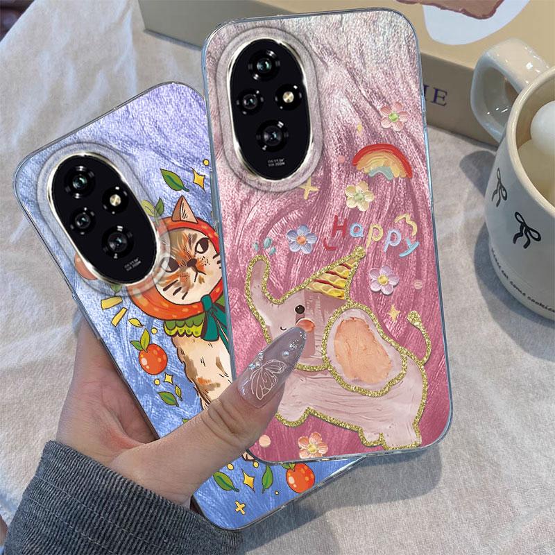 Case For Honor 400 Lite X9c X9a X8a 200 Pro 200 Lite 5G  Phone Cover Advanced Gradient Green Yellow Luxury Protective TPU Bumper