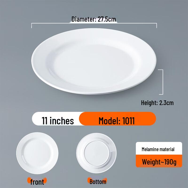 Melamine Large White Round Serving Plate