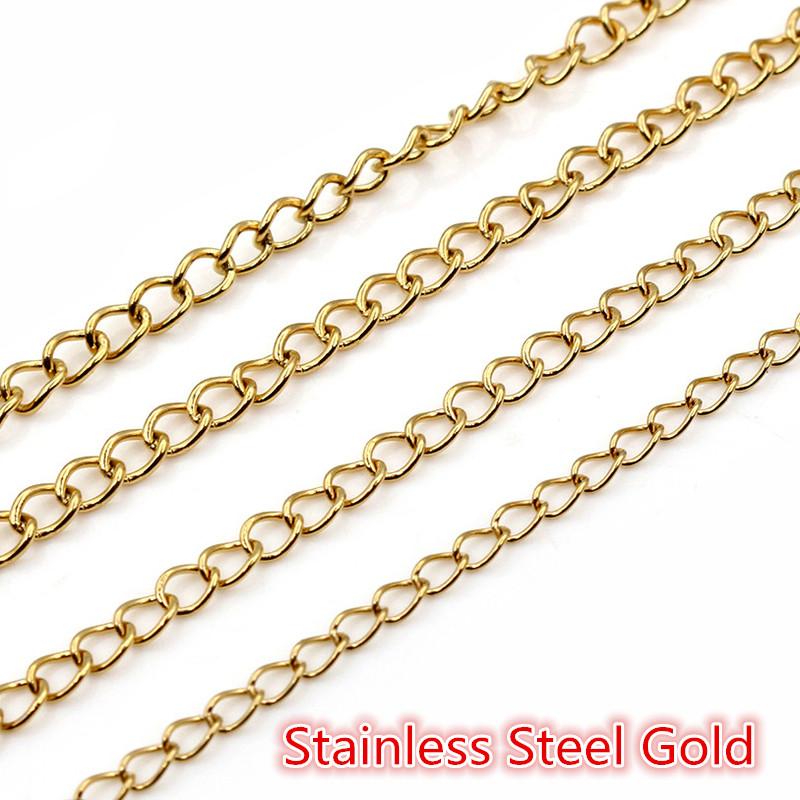 5 Meters/Lot Never Fade Stainless Steel Gold Necklace Chains Bulk For DIY Jewelry Findings Making Materials Handmade Supplies