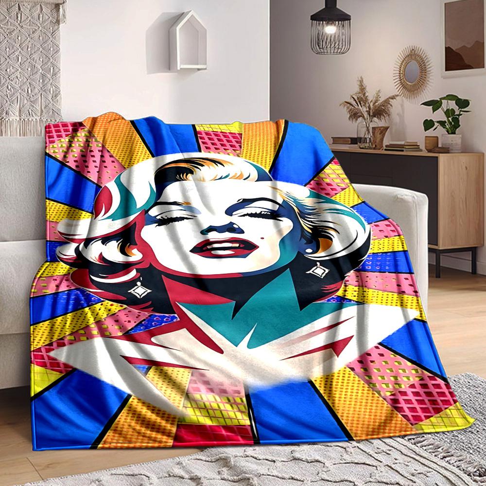 1pc Pop Art Marilyn Monroe Blanket Lightweight Flannel Blanket Throw Blanket For Sofa, Bed, Travel, Camping, Livingroom, Office, Couch