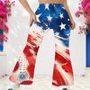 Women Plus Size High Waist Full Length Flared Pants Navy Blue Sparkle Starry Printed