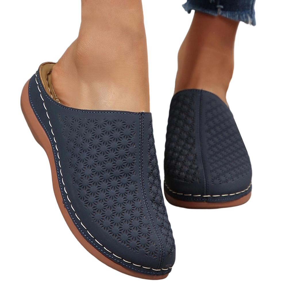 Women's Slip On Sandals Breathable Cutout Design Comfortable Footbed Lightweight Casual Summer Footwear for Daily Wear