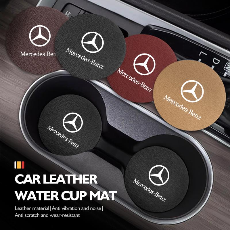 WLG4   2Pcs Car Coaster Anti-Slip Slot Mat Drink Holder Accessories For Mercedes Benz AMG A C E S G Class W201 W210 W108 W204 W205 W203