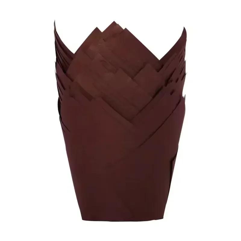 50 ks papírových kelímků na tulipánový dort, dezertní muffin, plamenné kelímky, jednorázové pečení, odolné vůči vysokým teplotám a oleji, papírový tácek
