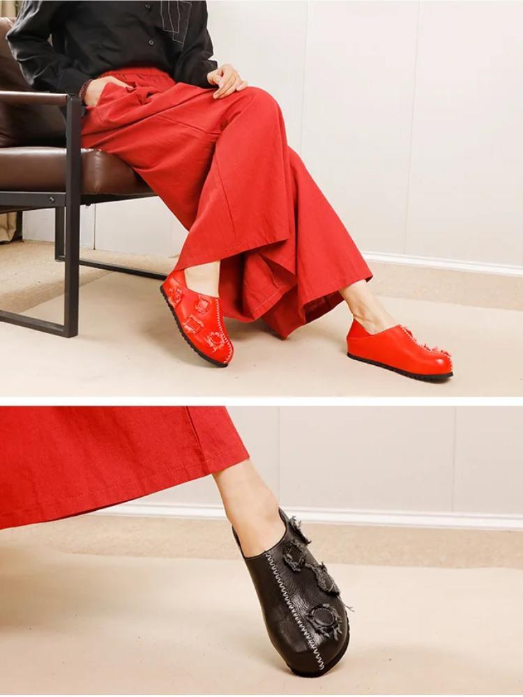 Johnature Damskie buty z prawdziwej skóry Wysokiej jakości mokasyny z pełnej skóry Wszechstronne płaskie buty na cztery pory roku