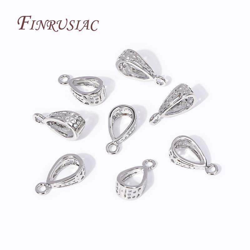 18K Gold Plated Brass Droplet Pendant Bail Connector For Necklaces Bracelets Jewelry Making Supplies, DIY Pearl Pendants