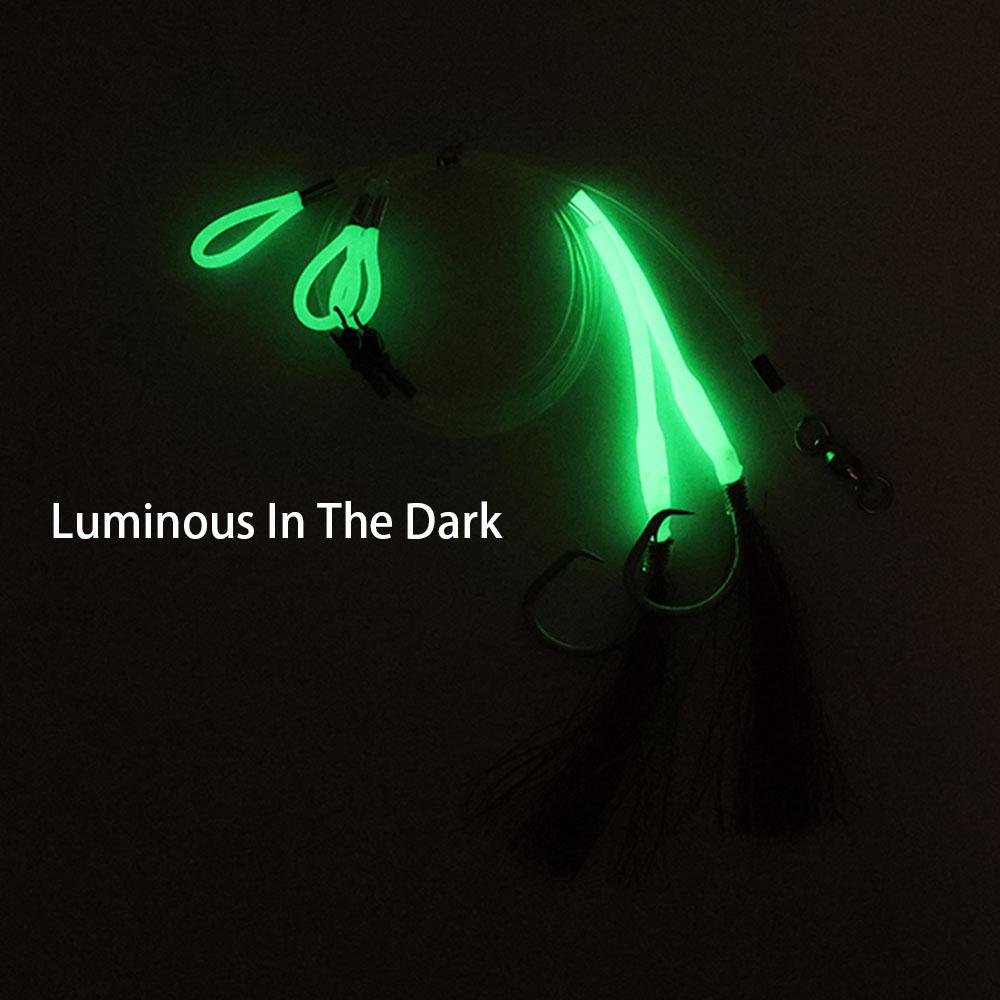 1PC Luminous Deep Sea Sabiki Rig Hapuka Grouper Cod Fishing Lure with Flasher & Tuna Circle Hook Saltwater Hand Tied Rig