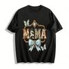 Vintage Luxury Animal Print MAMA Graphic Bow Decor Casual Top Pure Cotton T-shirt