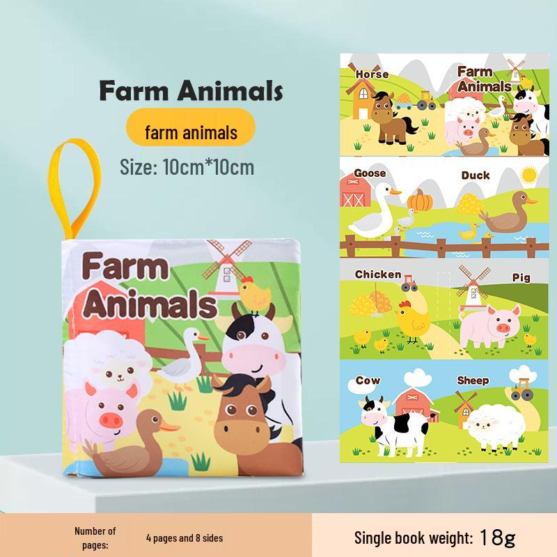 Baby Cognitive Cloth Book: Ocean, Forest & Farm Animals - Tear-Resistant & Interactive