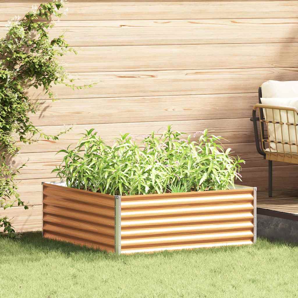 Raised Bed Light Brown 98 X 100 X 36 Cm Galvanized Steel