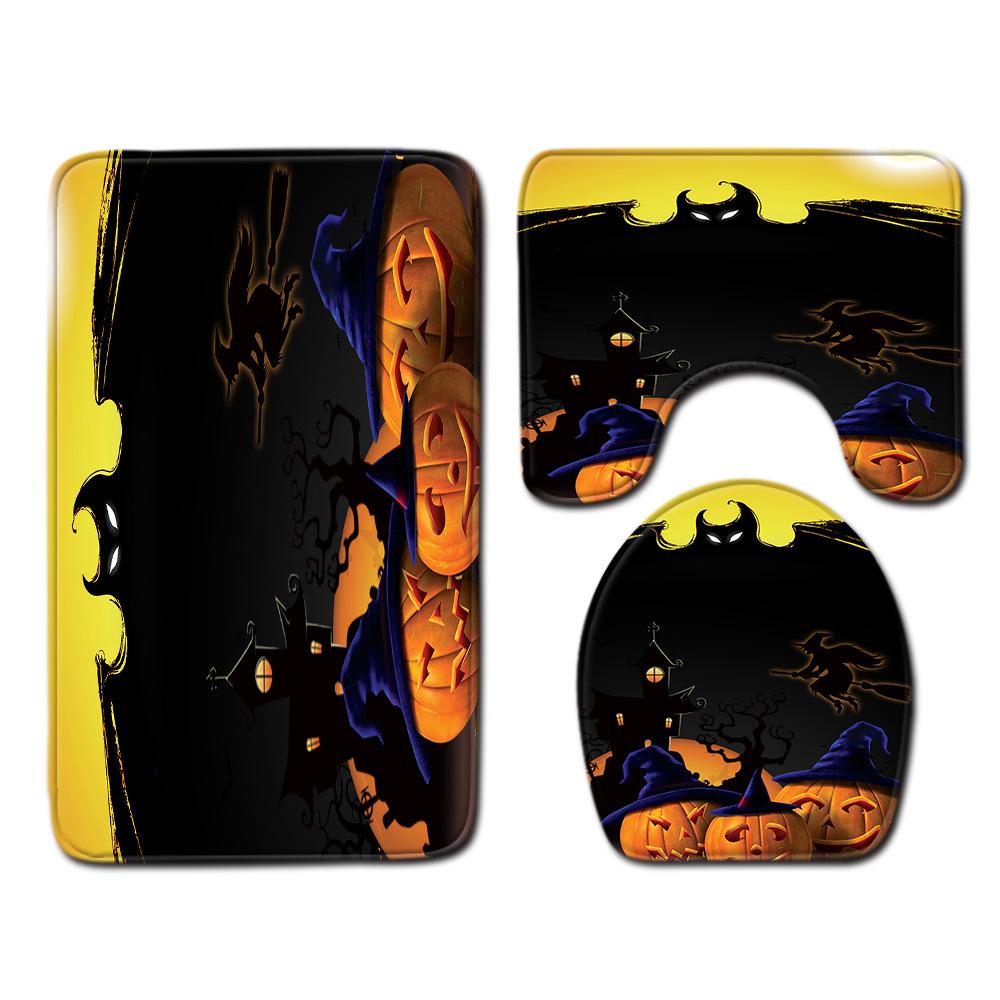 Halloween Toilet Three-Piece Floor Mat Bathroom Three-Piece Carpet Doormat