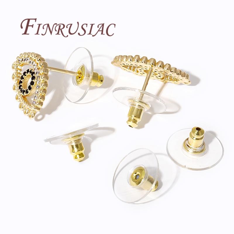 50Pcs/Lots Earring Backs For Studs 14K Gold Plated Rubber Ear Backs Stopper Ear Nut For DIY Earring Jewelry Making Accessories