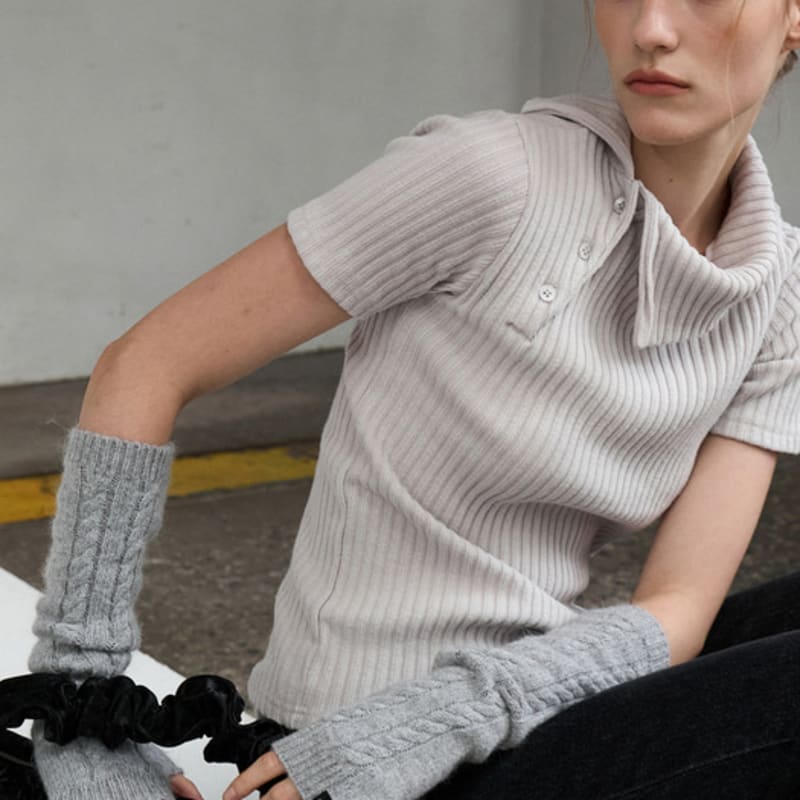 

ouie шерстяная смесь кабельный длинный гетр меланжевый серый OU1435 FREE