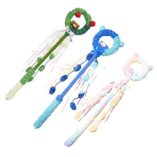 Cat Wand Toy Interactive Cat Teaser Stick with Plush Balls And Streamers for Indoor Kitten Play Exercise