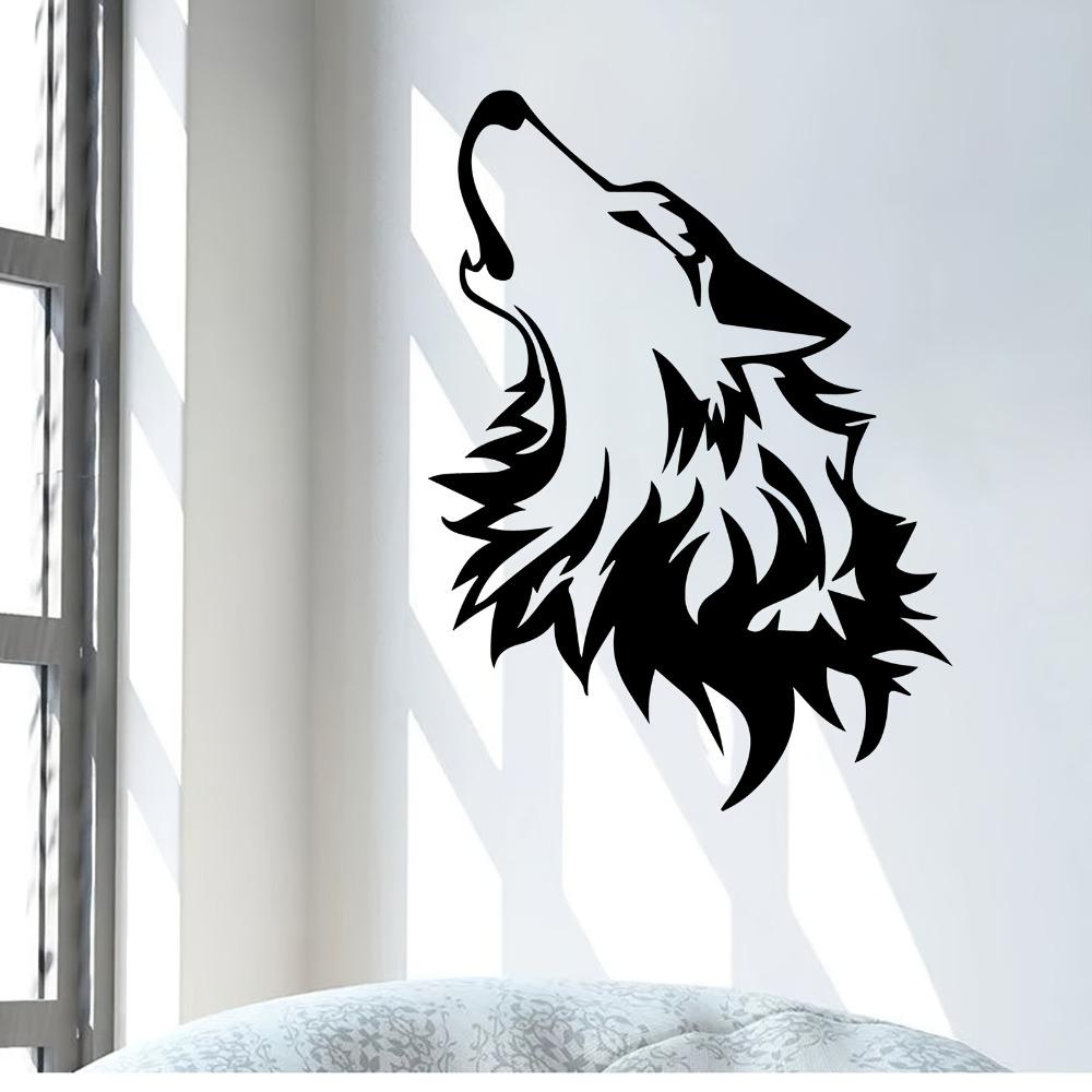 1pc Howling Wolf Metal Wall Art, Iron Wolf Sculpture Outdoor Decor for Garden Patio Fence, Christmas Easter Thanksgiving Gift for Wolf Lovers