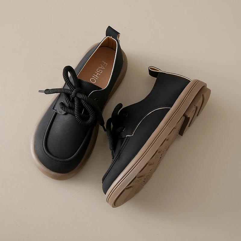 Comfortable and Elegant Women Flat Shoes Platform Footwear British Style Female Loafers Round Toe Casual Sneaker Autumn Retro