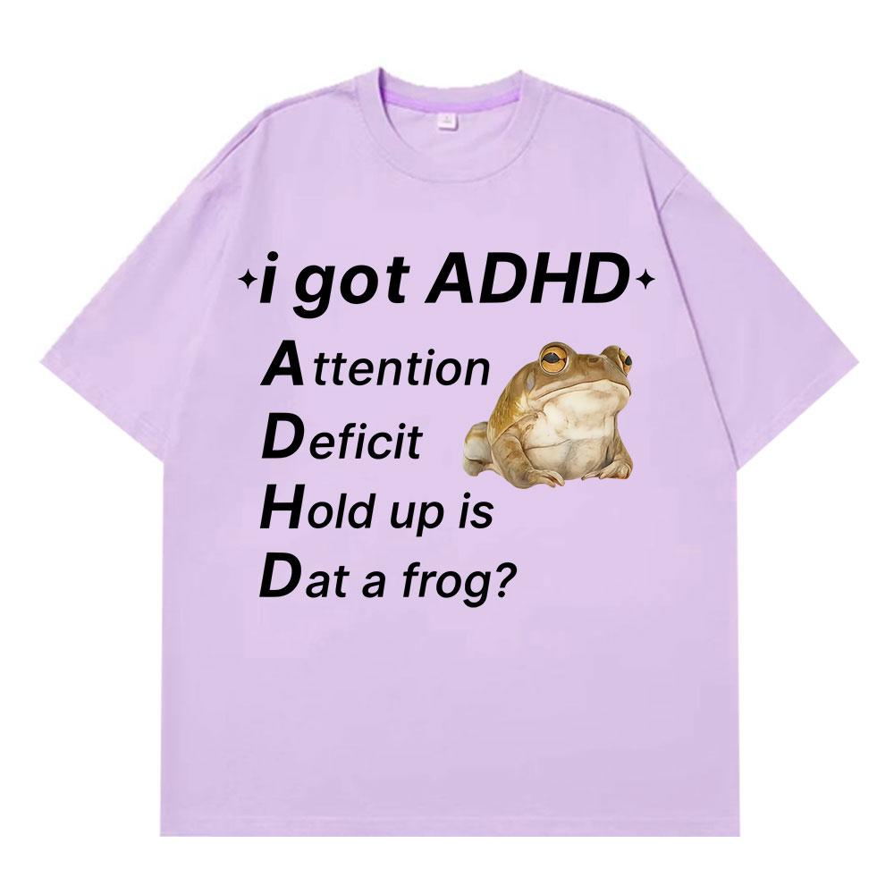 ADHD Frog Autism Funny Meme T Shirt Men Women Fashion Clothing Cotton Short Sleeve Harajuku Tshirts Casual Hiphop Tshirts