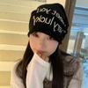 Large Edition Face Showing Small Versatile Solid Color Pile Hat Letter Knitted Toe Cap Cold Hat