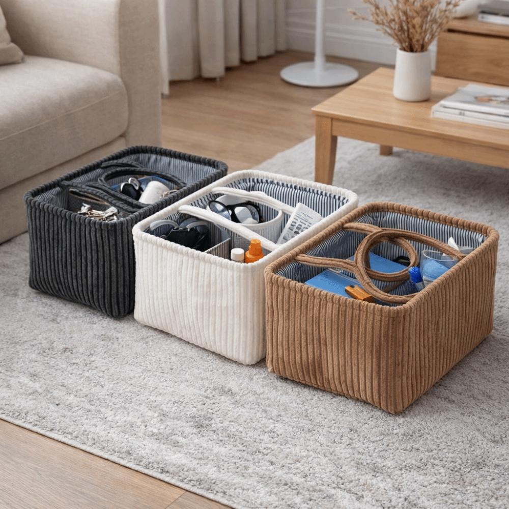 Cesto Portaoggetti con Scomparti in Tessuto Multifunzione Colore Solido Grande Capacità Borsa per Pannolini da Bambino con Manico Borsa per Mamma Uso Stanza dei Giochi