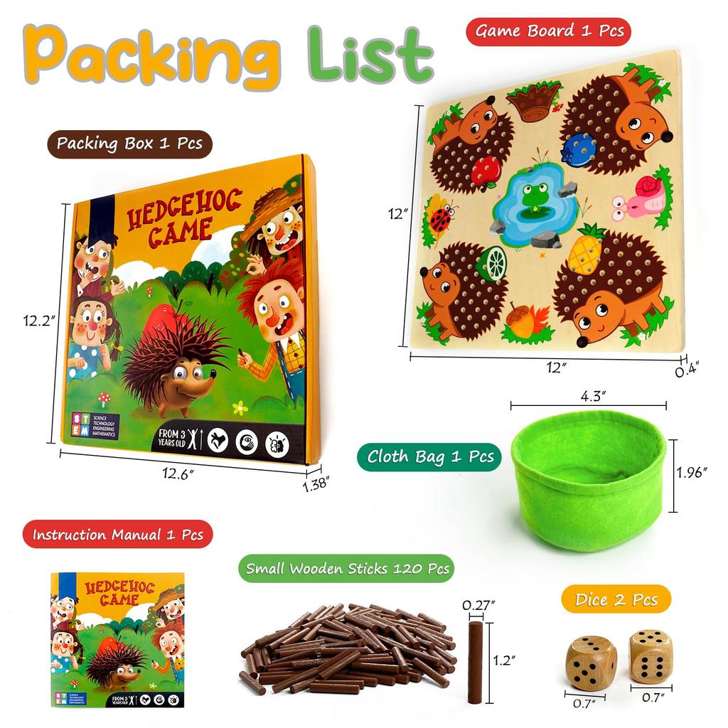 Kid Cartoon Hedgehog Board Math Counting Matching Game Fine Motor Skill Preschool Educational Learning Mathematics Toys Gift