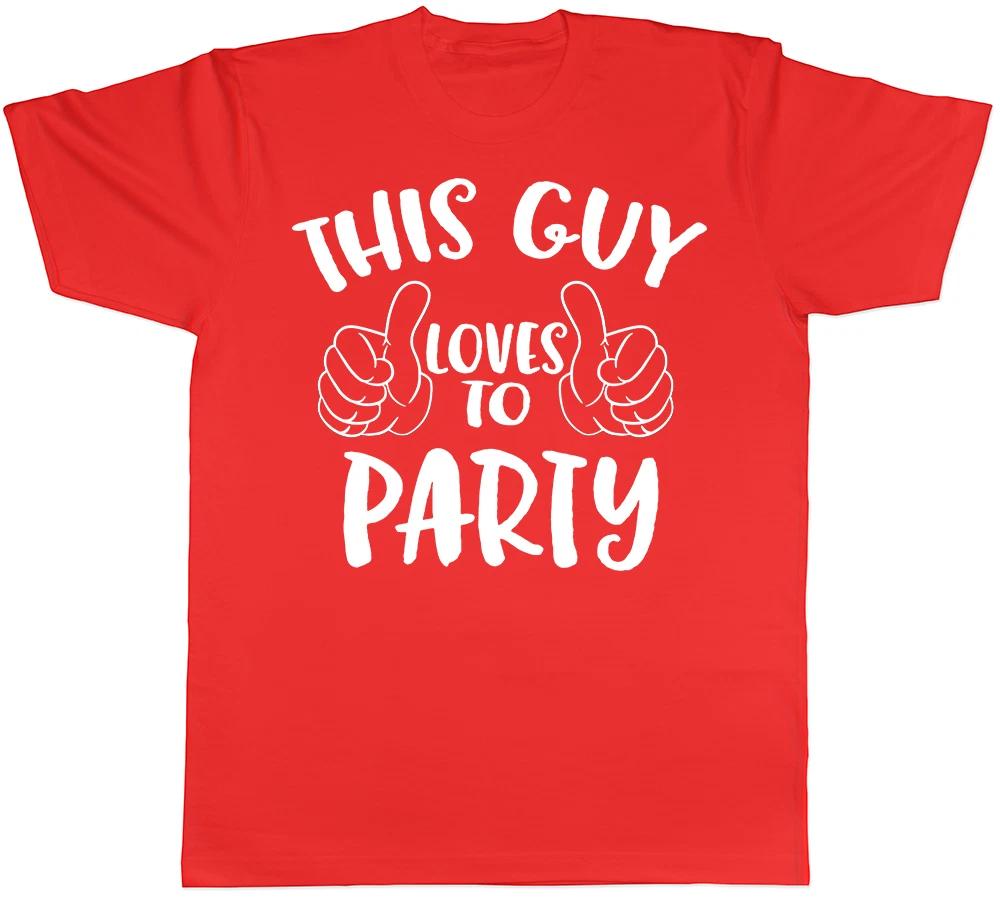 This Guy Loves To Party Mens T-Shirt Rave Dance Drink Novelty Gift Tee L