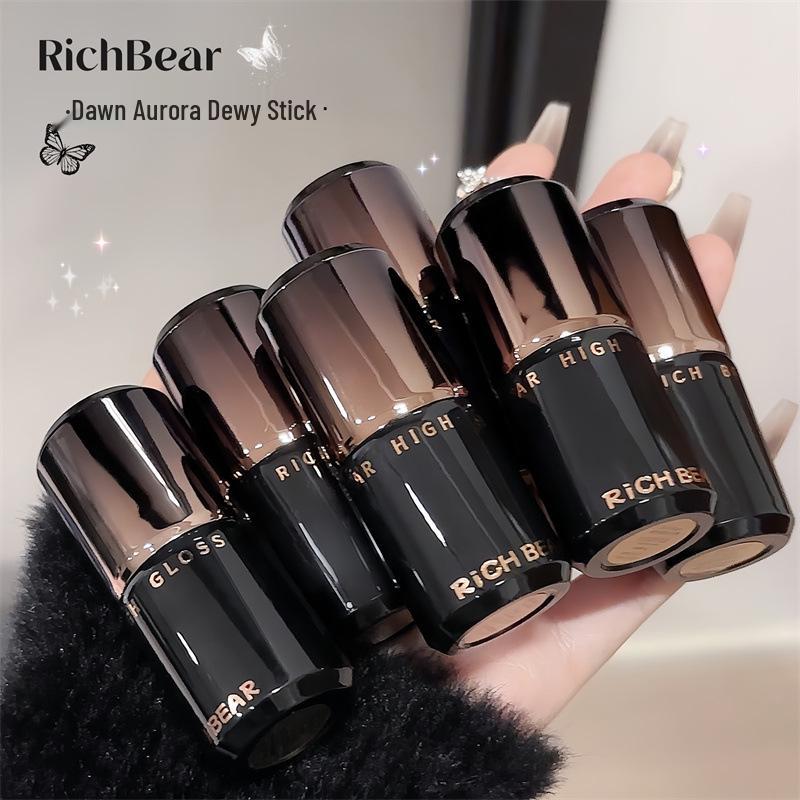 RichBear Korean Glow Highlighter Stick: Achieve a Natural, Glass Skin Look with Fine Shimmer and Brightening Blush.
