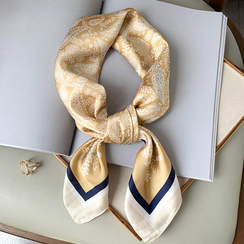 Paisley Print Bandana Head Scarves Women Silk Handkerchief Small Hijab Scarf For Ladies Satin Headband Square Neck Tie Scarfs 70