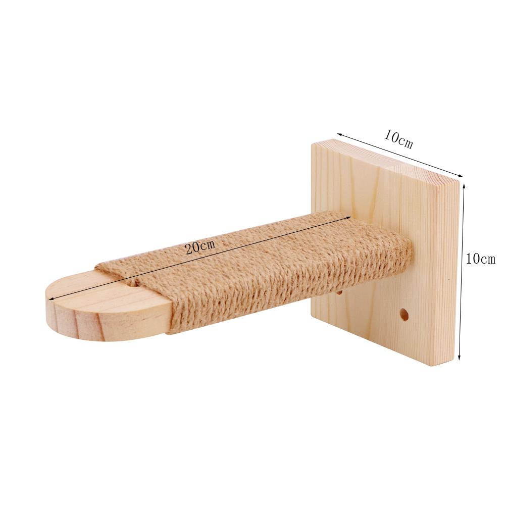 

Cat Climbing Rope With Wood Shelf Wall Mounted Solid Wood Pedal or Hook Style Cat Furniture for Training and Claw Grinding as picture