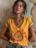 2026 Women's Tops Women's Floral T-Shirt Summer 2026 Short Sleeve Casual Loose Vintage Streetwear Fashion Clothes for Woman