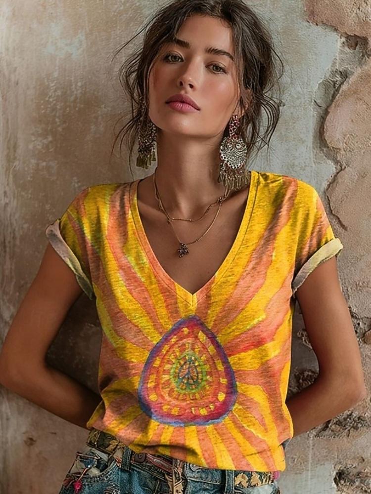 2026 Women's Tops Women's Floral T-Shirt Summer 2026 Short Sleeve Casual Loose Vintage Streetwear Fashion Clothes for Woman