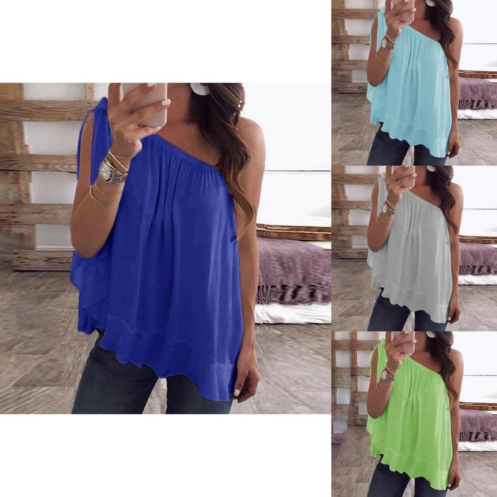 Stylish Womens Casual One Off Shoulder Shirt Blouse In Comfortable Plus Size Design