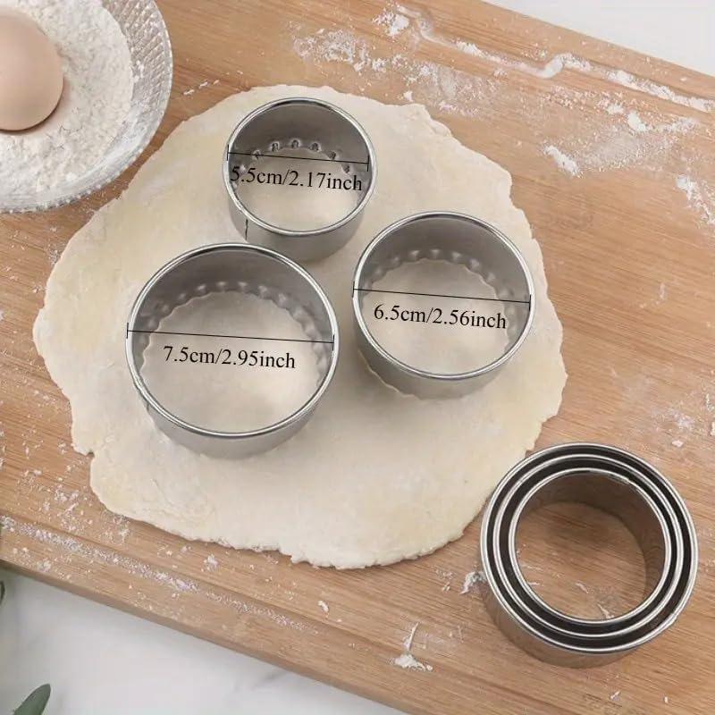 3pcs/Set, Stainless Steel Biscuit Pastry Wrap Dough Cutter, Fondant Mold, Cookie Maker, Round Baking Accessories