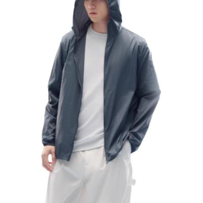 Seria Outdoor Sportowa Codzienna Prosta Jednolity Kolor Z Kapturem Oddychająca Kurtka Ochrona Przeciw Słońcu Męskie Kurtki Szary 952527607-7