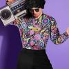 Mens 70s Disco Outfits Bells Bottom Pants Shirt Wigs Necklace Mustache Sunglasses 60s 70s 80s Disco Costume Accessories