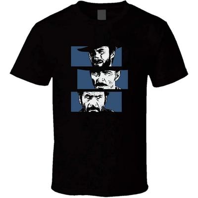 The Good The Bad and The Ugly t-Shirt Classic Western Film Strip Style, Black, Large