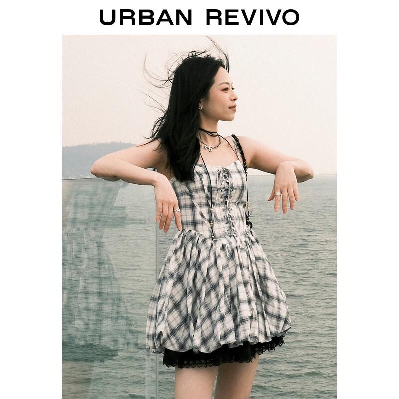 UR2025 Women's Fashion Color-block A-Line Mini Suspender Dress