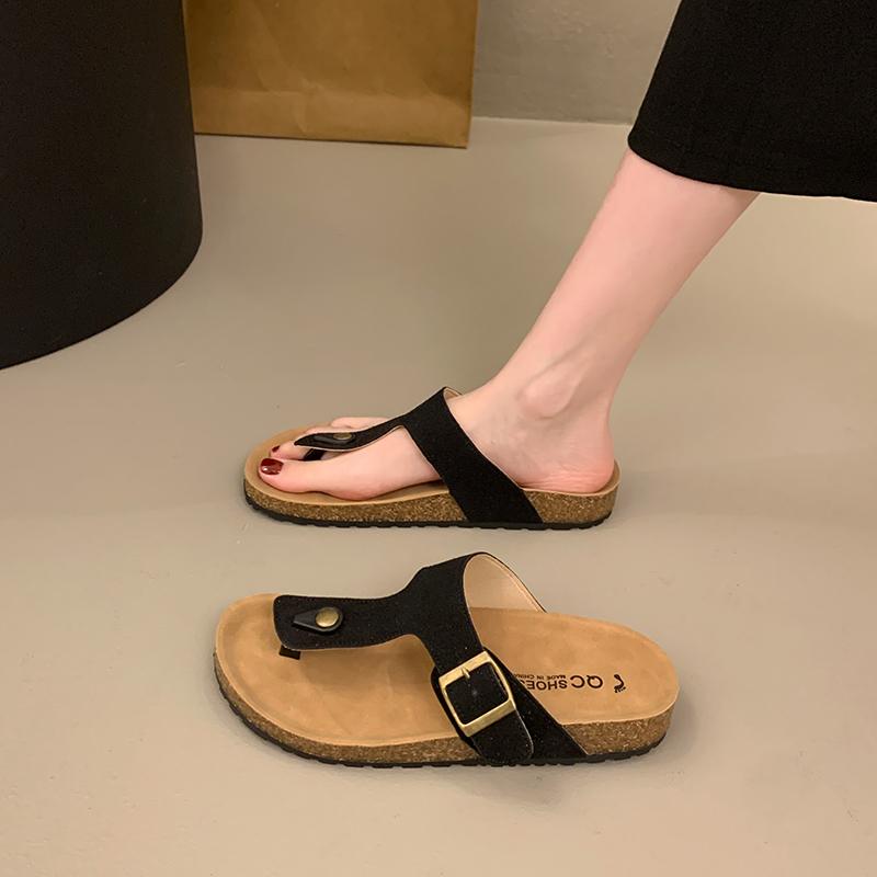 Maogu Cork Suede Mules Slippers For Women Fashion Woman Clogs Shoes Classic Cork Antislip Outdoor Slippers With Arch Support