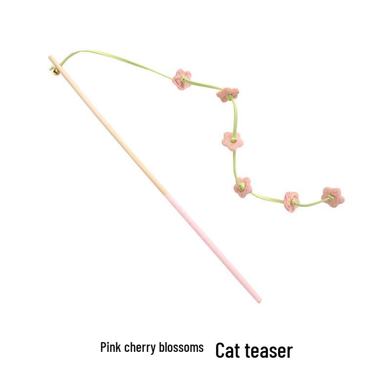 

Long-Handle Loofah Cat Teaser Stick with Bell - Scratch & Bite-Resistant Interactive Toy for Kittens Bare