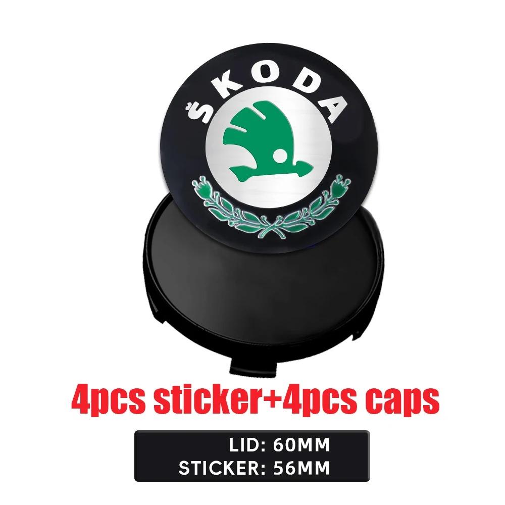 4Pcs/Set Multi-Platfrom Wheel Center Hub Caps Stickers Tire Rim Covers for Skoda Octavia VRS Vision Kodiaq Favorit Rapid Fabia S