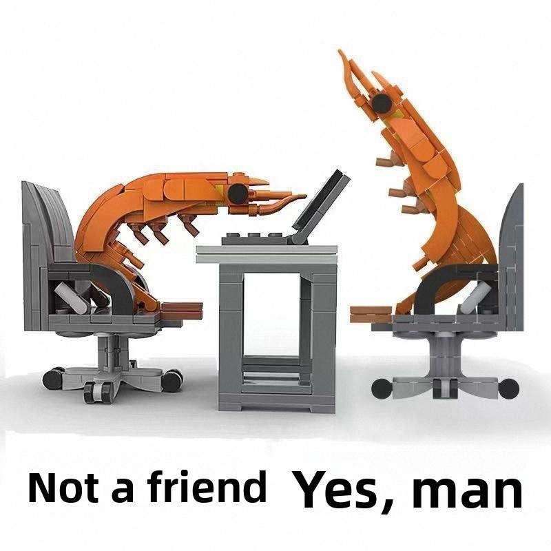 MOC Building block shrimp model figurines, puzzle assembly, boys and girls randomly mixing, Internet celebrity creative parodies