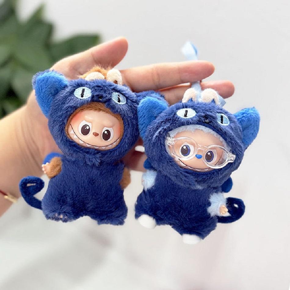 Für 10cm LABUBU4.0 Für Ropa Labubu Puppenkleidung Blaue Katze Zweiteiliges Set Kleines Tier Umhang Serie Umhang Accessoires Geschenk