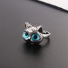 Cute Silver Color Alloy Cat Ring Fashionable Cat Eye Opening Adjustable Ring For Women Trendy Jewelry Accessories Gift