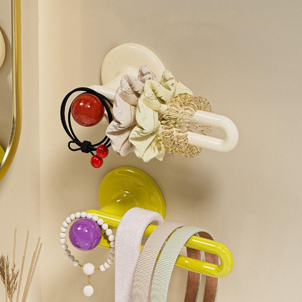 2Pcs Wall Mounted L-Shape Hairband Storage Hook Punch Free Scrunchies Storage Rack  Door