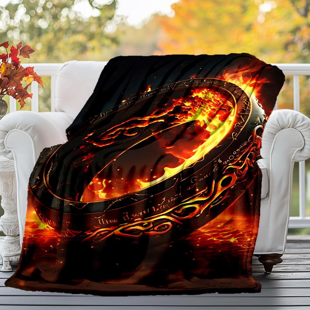 1pc One Ring Fire Fantasy - Throw Blanket, Soft, Flannel Blankets, Living Room, All Seasons Use-1021163