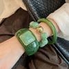 3 Pcs/Set Square Round Resin Bangle Set Resin Acrylic Geometric Wrist Jewelry  For Women
