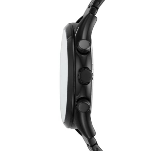 Fenmore Mid-Size Multifunction Black Stainless Steel Watch, Chronograph.