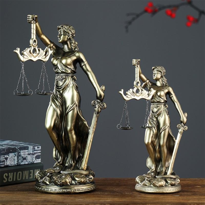 Escultura Diosa de la Justicia Dama de la Ley Vendada Figura de Resina Mujer de la Equidad Estatua con Balanza para Decoración de Abogados Regalo