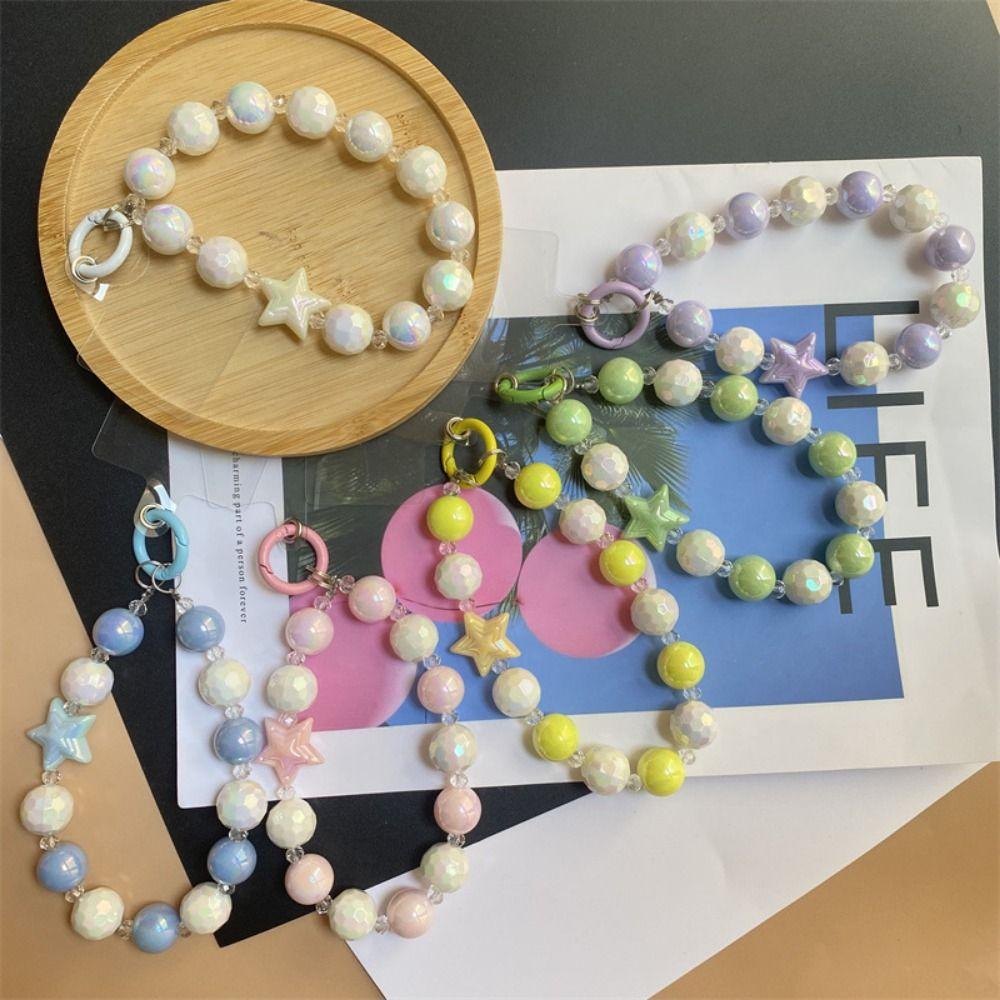 

Round Bead Bead Phone Charm Strap Star Colorful Bead Phone Chain Bracelet жёлтый